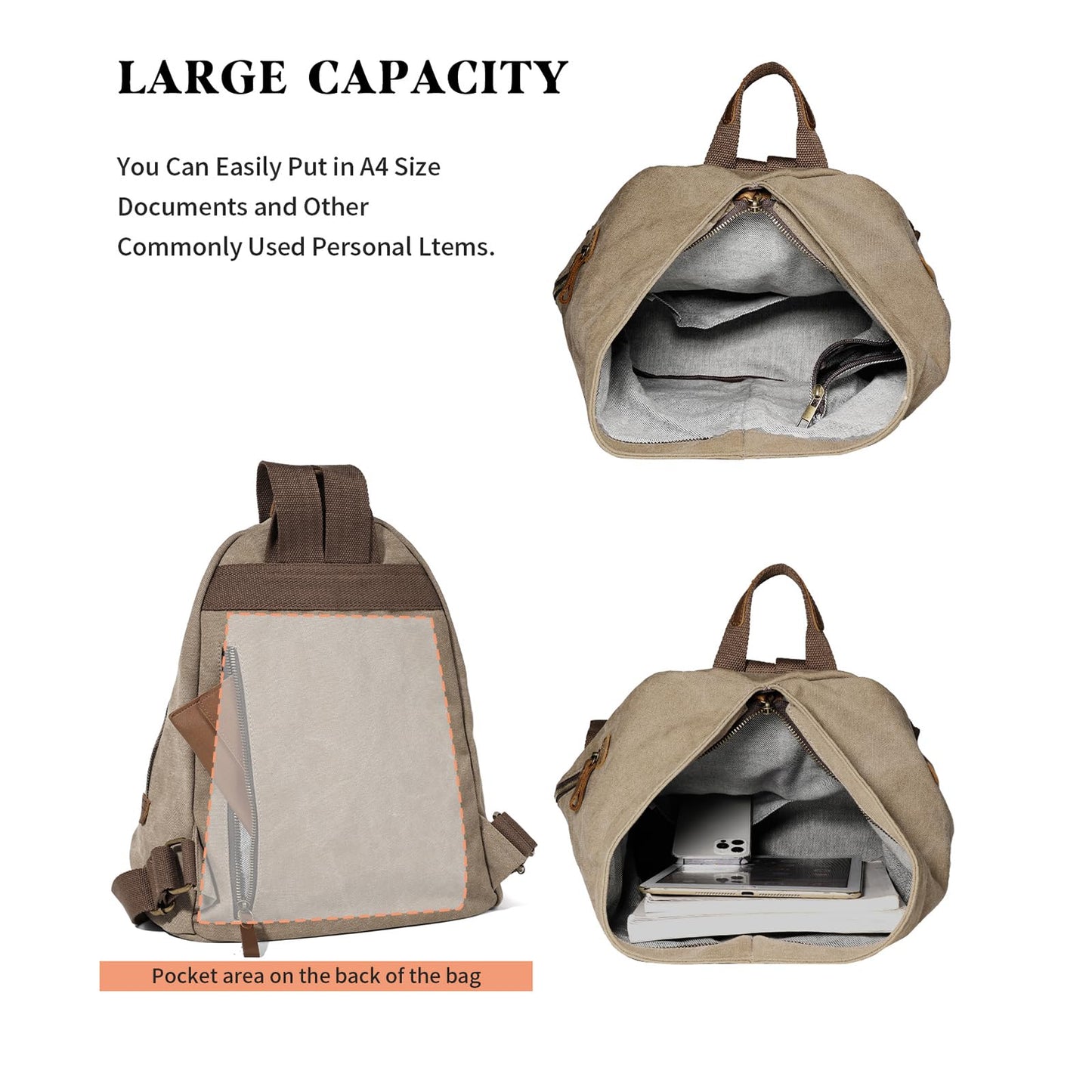 KL928 Canvas Vintage Backpack – Large Casual Daypack Outdoor Travel Rucksack Hiking Backpacks for Men Women
