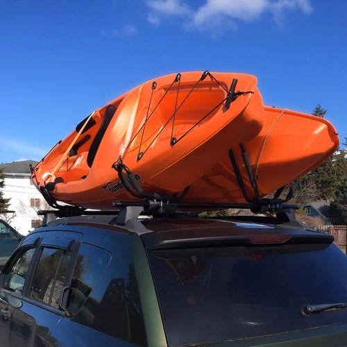 DOHUSPLE Kayak Roof Rack for 2 Kayaks Carrier, Kayak J Bar Hooks Roof Mount Racks for Universal Cars, SUV, Truck, Set of 4