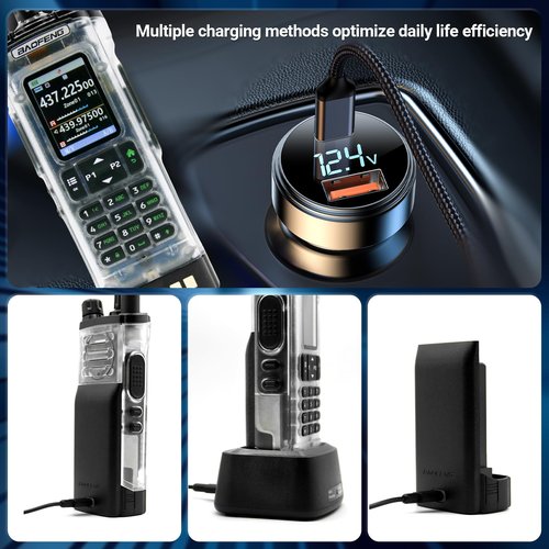 BAOFENG UV-32 10W Transparent Ham 2 Way Radio GPS One-Key Frequency Matching Writing Frequency APP Satellite Positioning Type-C UV32(1PC) (1)