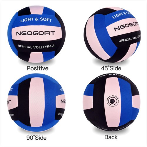 NEOGOAT Soft Light Volleyball-Super Soft&Quiet Indoor Fabric Volleyball Lightweight for Kids Youth Beginners, Perfect for House Yard Training Practice Games(Deflated)