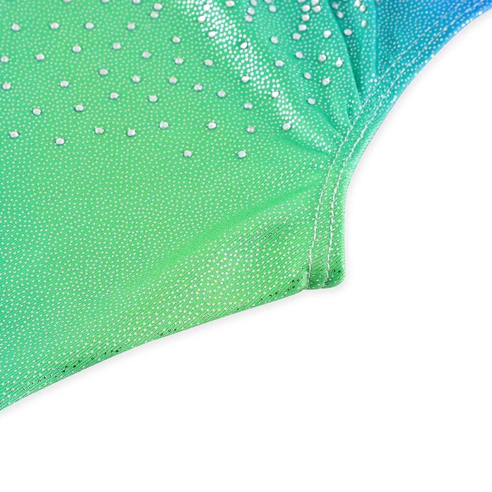 Belovance Leotards for Girls Gymnastics 6 7 Kid Child Dance Outfit Gradient Rhinestone Green Purple Biketard (Gradient Blue Purple, 6-7 Years)
