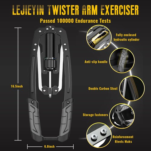 LEJIEYIN Twister Arm Exerciser - Adjustable 22-440lbs Hydraulic Power/Home Chest Expander/Shoulder Muscle Training Fitness Equipment/Arm Enhanced Exercise Strengthener (Black)