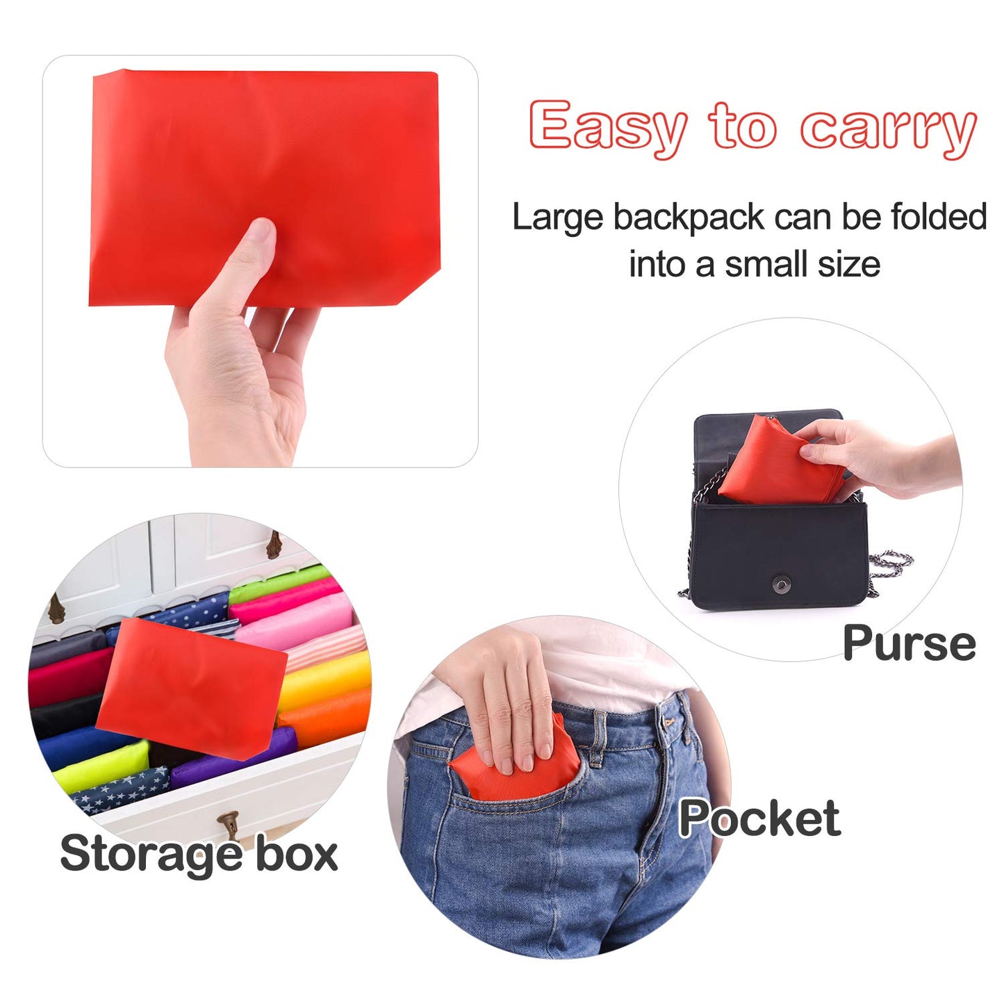 KUUQA 12Pcs Drawstring Backpack Bags Bulk with Zipper Pocket Christmas Gift Bag（Red）