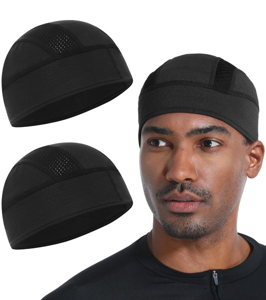 2 Pieces Skull Caps Helmet Liner for Men Women Cooling Cycling Hat Beanie for Running Fits Under Helmets