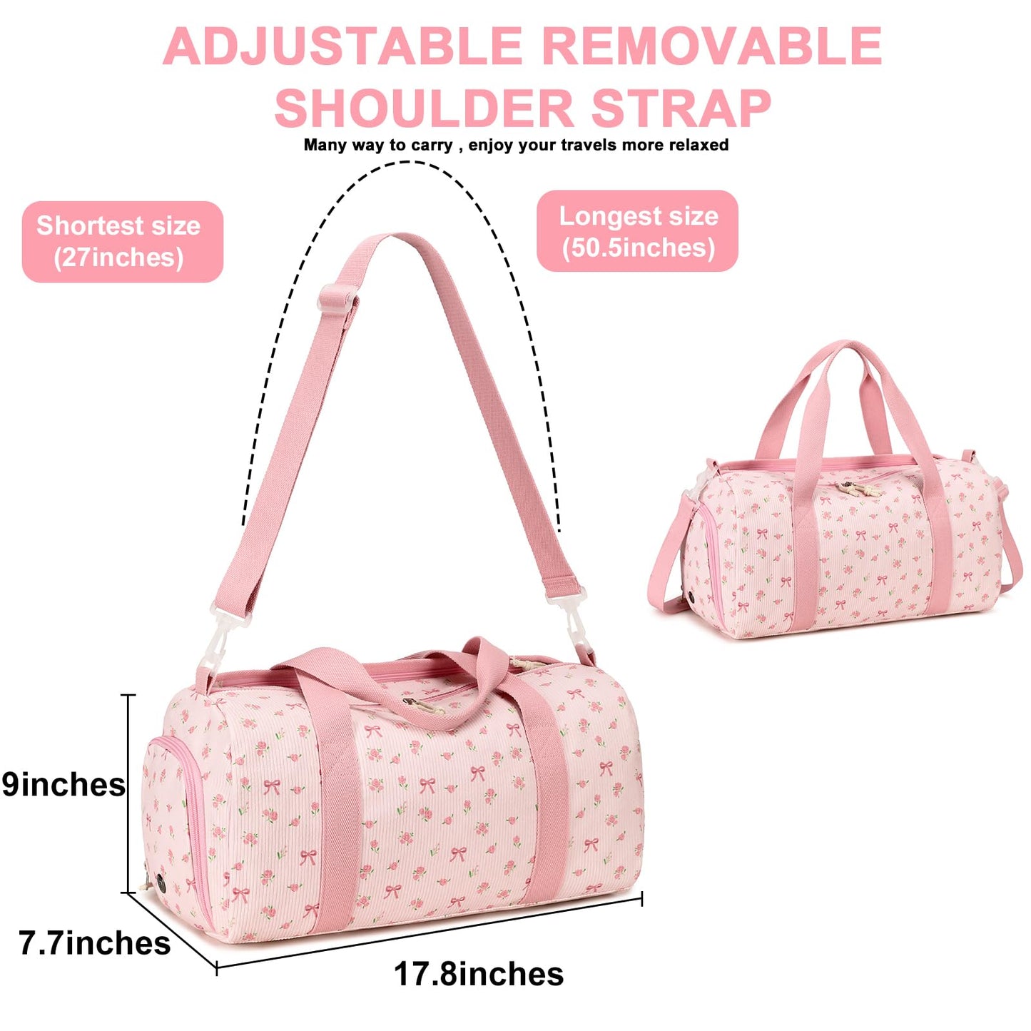 BLUBOON Duffle Bag Girls Kids Cute Gym Bag with Shoes Compartment & Wet Separation Waterproof Sports Overnight Travel Bag