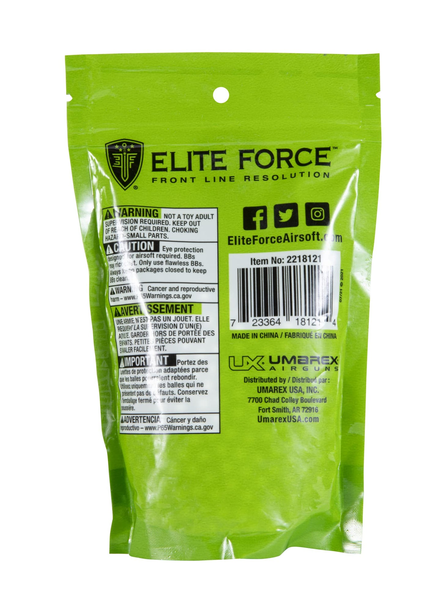 Elite Force Premium Biodegradable 6mm Airsoft BBS Ammo.25 Gram, 1000 Count, One Size