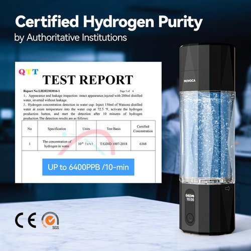 MOVOCA Upgrade Hydrogen Water Bottle, Up to 6400PPB Hydrogen Water Generator -SPE PEM Tech, 7 OZ Food-Grade PC Hydro Water Machine, Health Care Gifts for Husband, Wife, Family, Friends, Travel