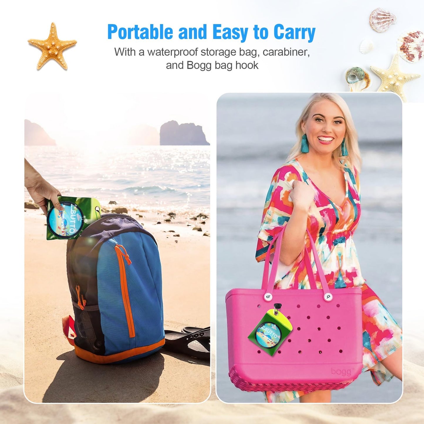 BUT TO Talc-Free Double Capacity Sand Remover for Beach - Gentle on Skin Instant Sand Removal Bag with Natural Ingredients - Beach Essentials & Accessories for Vacation Travel and Cruise