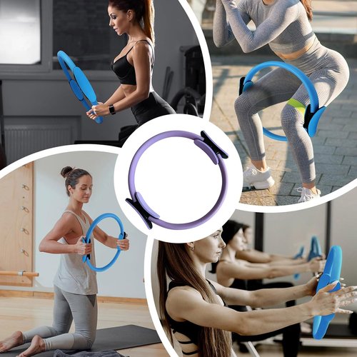 TIEVOSA Pilates Ring Fitness Trainer, Pilates Ring for Mat & Reformer Workouts, Pilates Ring Fitness Circle 14.96" Yoga Rings Magic Circle with Dual Padded Handles for Toning Arms (Purple)