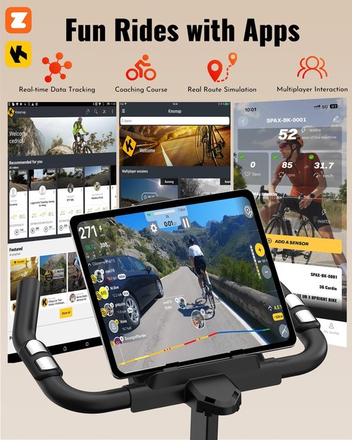Abonow Exercise Bike, Low Noise Stationary Bikes for Home, Adjustable Brake Pad Indoor Cycling Bike, 300lbs Capacity Compact Workout Bike with Tablet Mount & Comfortable Padded Seat