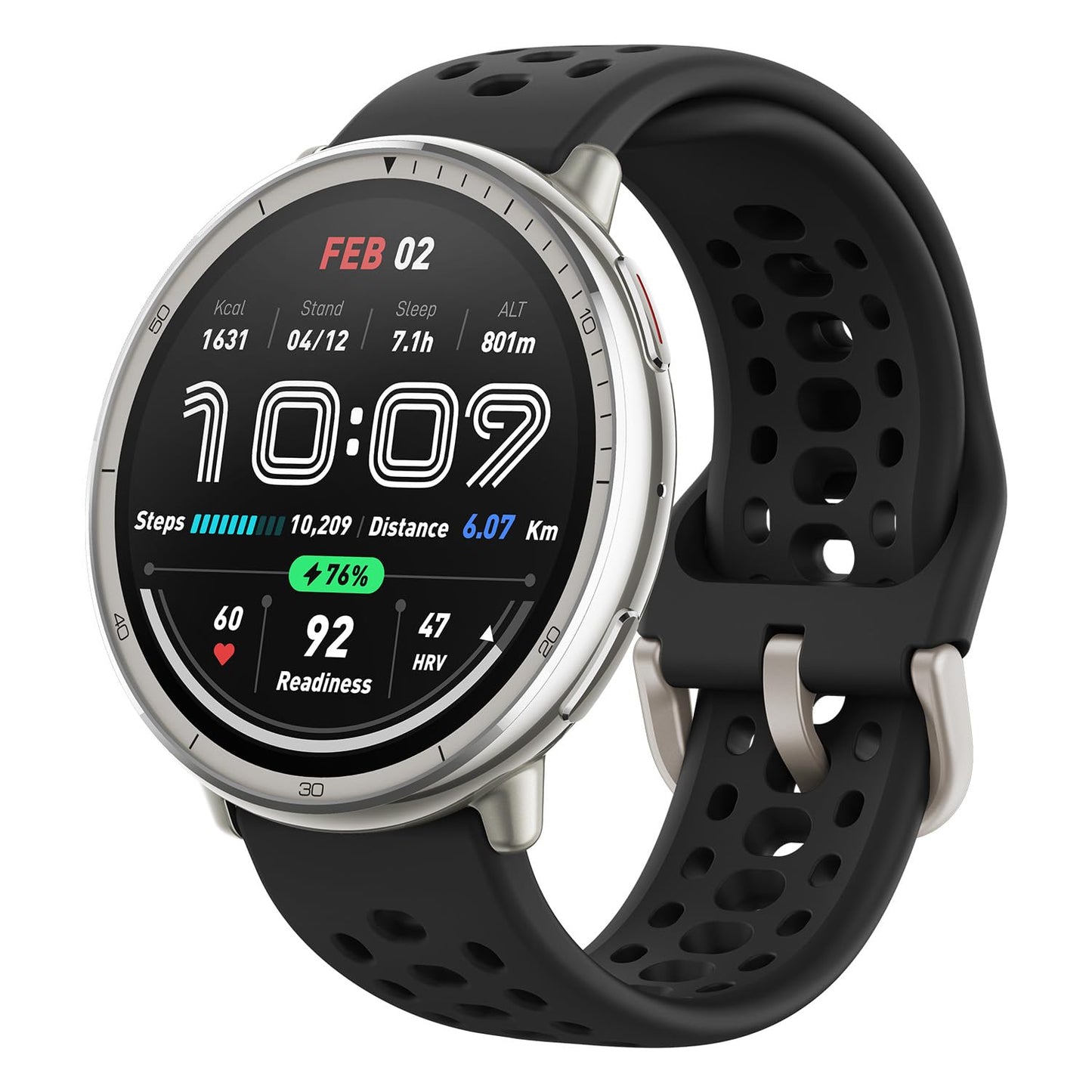 Amazfit Active 2 Smart Watch 44mm, GPS Maps with Direction, Fitness Tracker, 10 Day Battery, Sleep Monitor, 160+ Sport Modes, Water Resistant, Black Silicone (Renewed)