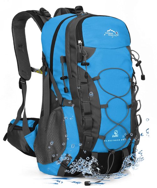 INOXTO lightweight Hiking Backpack 35L/40L Hiking Daypack with Waterproof Rain Cover Camping Backpack for Travel Camping Outdoor for Men and Women (35L Blue)