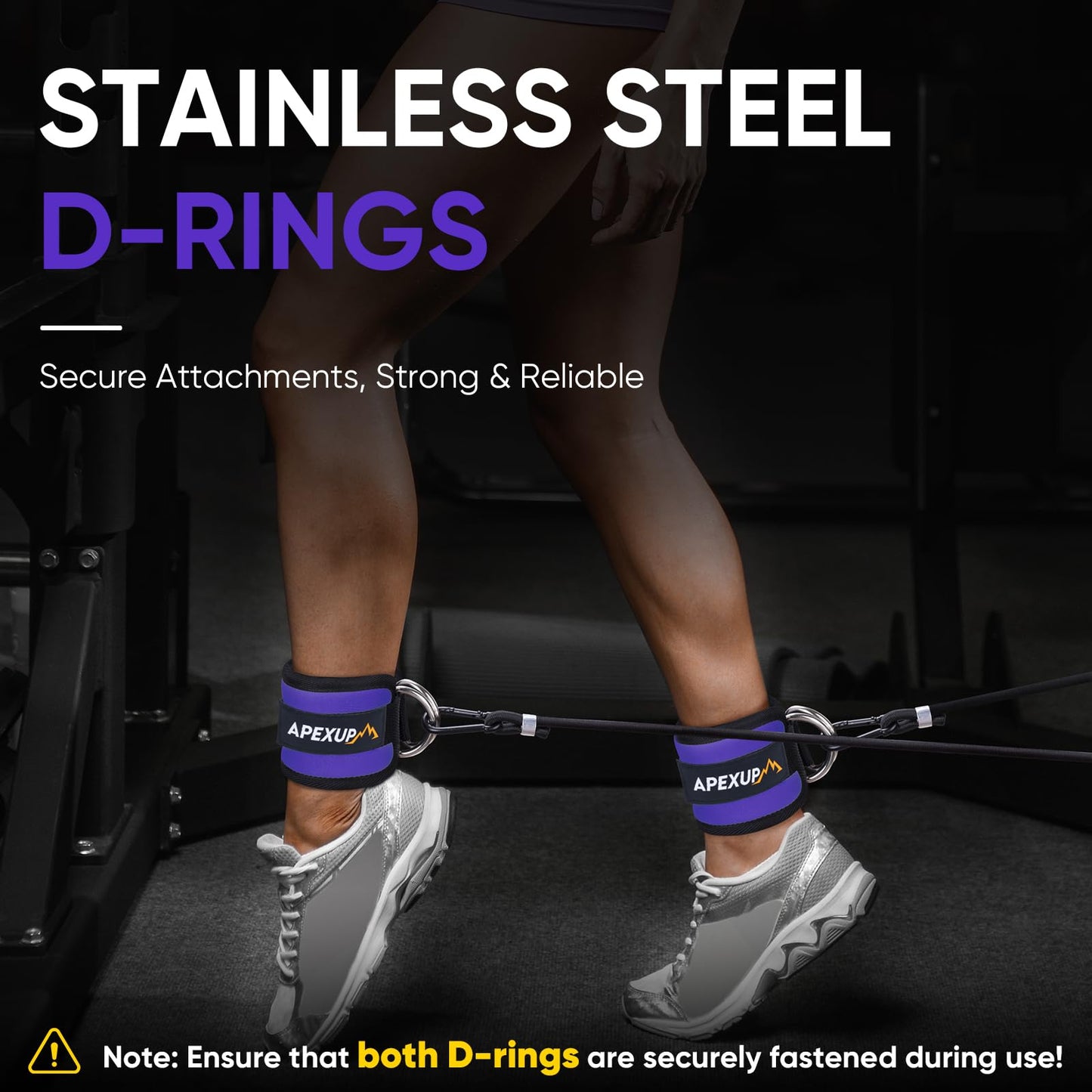 APEXUP Ankle Resistance Bands for Cable Machine, Cable Kick Back Ankle Straps for Gym, Glute Workouts, Leg Extensions, Adjustable Straps with Neoprene Padding (Single, Purple)