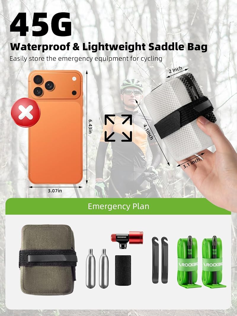 RockBros 0.4L Bike Saddle Bag Khaki Waterproof Ultra Small