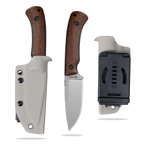 SDOKEDC Knives DC53 Steel Tactical Hunting Fixed Blade Knife Micarta Handle with kydex sheath for Men EDC Outdoor Camping Survival (White stone wash+Micarta handle)