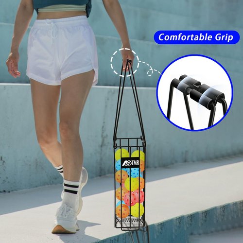 MDTMR Portable Pickleball & Tennis Ball Hopper Basket Picker Upper,Tennis Hopper Basket with Handle for Easy Pickup,Tennis Ball Basket Pickup Hopper for Picking and Storage Training Tool for Ball