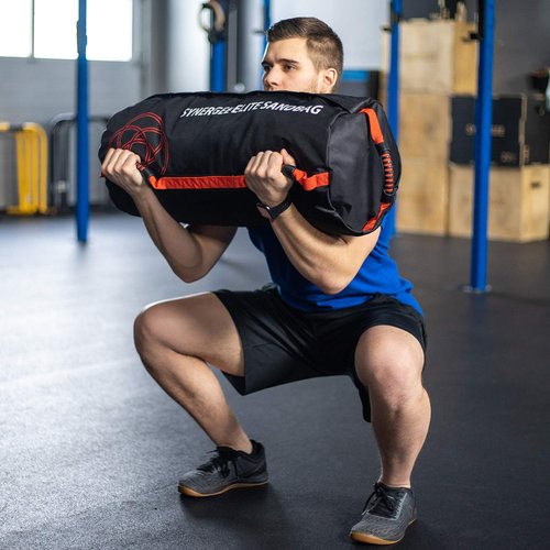 Synergee Elite Adjustable Fitness Sandbag with (4) Filler Bags 25-100lbs Heavy Duty Weight Bag - Red