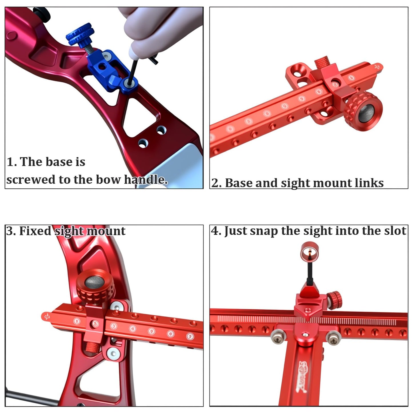 Single Pin Archery Recurve Bow Sight-Aluminum T-Shaped Left Right Handed Adjustable Bow Sight for Metal and Wooden Recurve Bow.