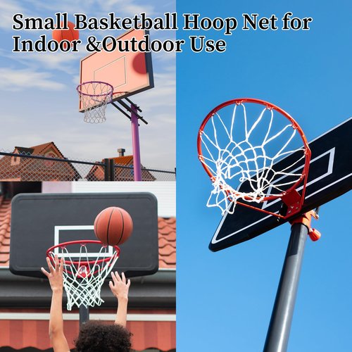 Mini Basketball Nets Replacement for 8"-10.25" Basketball Rims 8 Pcs White Nylon Small Basketballs Hoop Net with 8 Loops Basketballs Rims Thicker Ropes Weaved All Weather