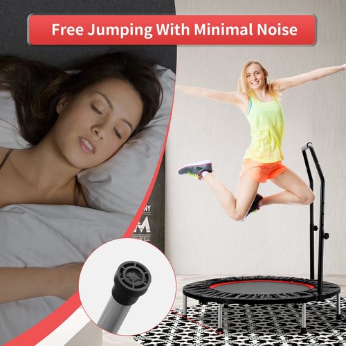 ZENOVA 40" Mini Trampoline, Rebounder Trampoline Foldable Indoor with Adjustable Bar Fitness Rebounder for Adults