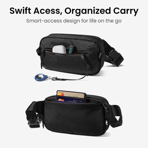 tomtoc 1.5L X-Pac Sling Bag with RFID Blocking, Crossbody Bag Minimalist Chest Shoulder Pack for Men/Women, Water-resistant Lightweight Casual Funny Pack for Travel, Daily Commute