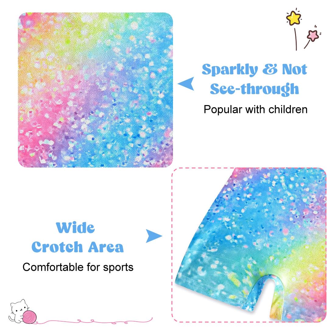 Funnycokid Gymnastics Leotards for Girls Dance Clothes Sparkly Outfits Unitard with Shorts, diamond 01, 7-8 Years