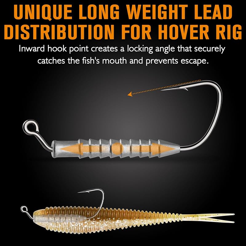 Hover Rig Jig Heads 15pcs Fishing Kit 1/16oz-1/4oz, 3/0