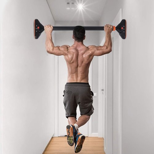 No-Screw Doorway Pull Up Bar with Safety Lock, 660 Lbs Max Load, Adjustable 29"-38" Width, Non-Slip Grip Chin Up Bar for Home Gym and Small Spaces, Black
