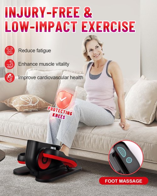 HJDFGSS Under Desk Elliptical Machine, Electric Leg Exerciser While Sitting for Seniors Adults, Leg Ercise Pro, Quiet & Portable Mini Seated Pedal Exerciser for Home Office Use(Black)
