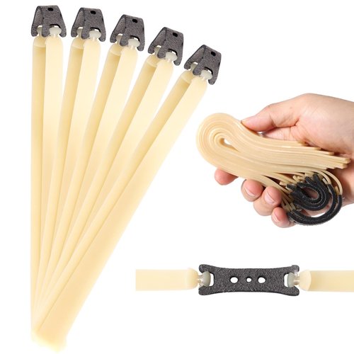 Gosknor 5pcs Flat Catapult Bands, 2mm Thickened High Elasticity Replacement Rubber Bands Heavy Duty Wrist Rocket Bungee Hunting Parts for Outdoor Activities