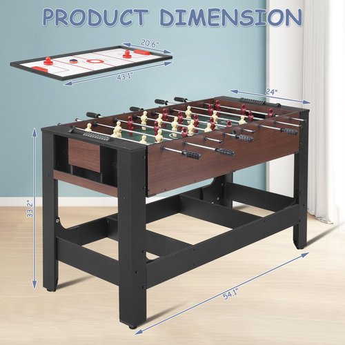 RAYKEEP 54??4-in-1 Swivel Multi-Game Table - Combo Game Table Set for Kids, Adults - Indoor and Outdoor Arcade Sports Table - Air Hockey, Billiards, Foosball, Ping Pong for Home, Game Room