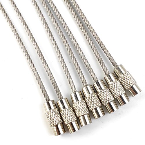 ROYHOO 60PCS 6 inch Stainless Steel Wire Keychains Cable, Key Rings, Heavy Duty Luggage Tags Loops Tag Keepers 1.5mm Twist Barrel Silver
