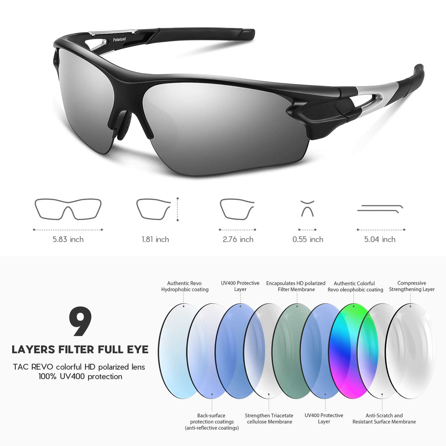 BEACOOL Polarized Sports Sunglasses for Men Women Youth Baseball Fishing Cycling Running Golf Motorcycle Tac Glasses UV400