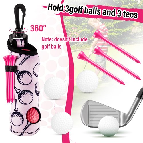 Liliful 12 Pcs Golf Accessories Kit, Include Golf Ball Bag with Hook Towel Tees Magnetic Ball Marker Divot Tool Cleaner Brush for Women Man Gifts(Pink)