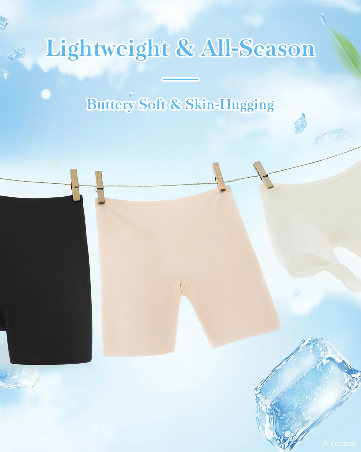 DailyCity Seamless Slip Shorts Under Dresses Anti Chafing Cooling, Nude, L