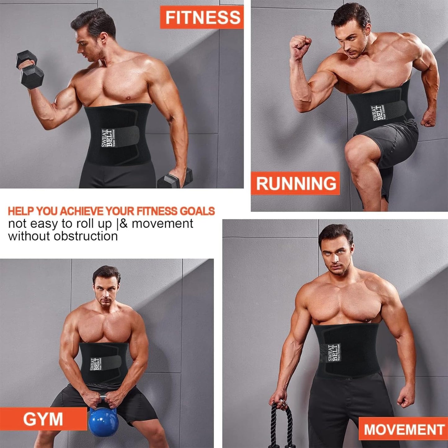 AMZBOSS Waist Trainer for Women & Men, Waist Sweat Band (Silver, M)