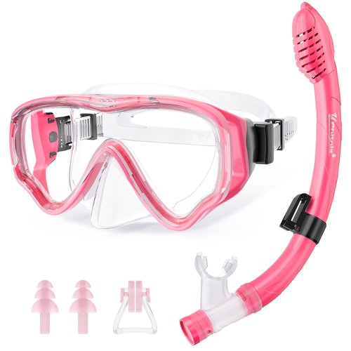Kids Snorkel Set for Age 4-14 - Dry Top Snorkeling Gear for Kids Junior & Youth - Childs Diving Mask with Big Eyes for Boys Girls - Anti-Fog Snorkeling Mask and Snorkel Set