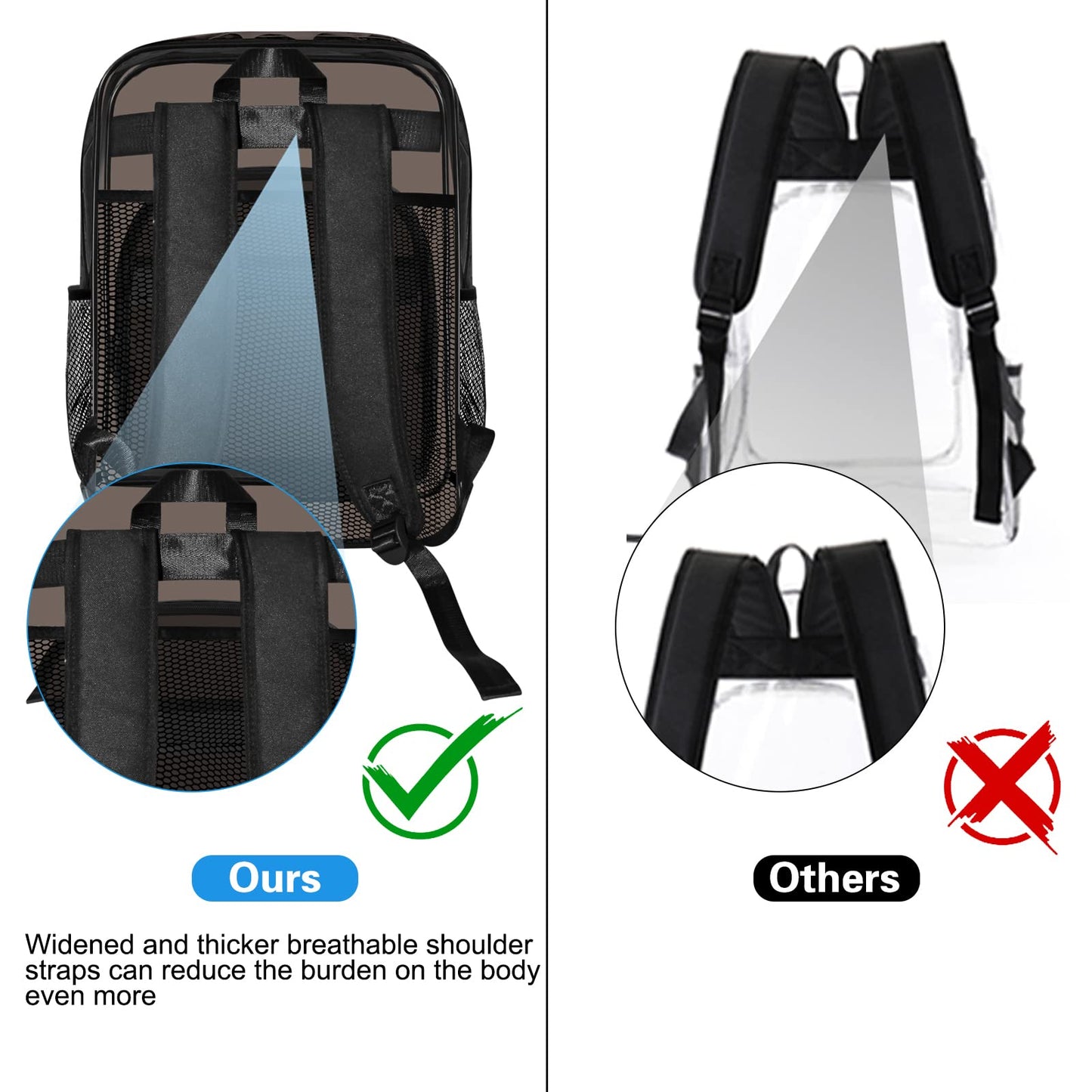 SDFGHG Clear Backpack,Sturdy Shape Heavy Duty Large Clear Backpack