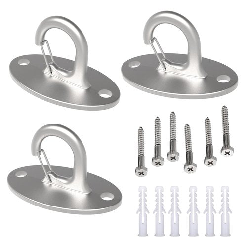 FITKIT 3-Pack Resistance Band Wall Anchors, 304 Stainless Steel No Weld Wall Mount for Exercise Bands & Suspension Straps, Strength Training Spring Snap Hooks for Gym Home Exercises