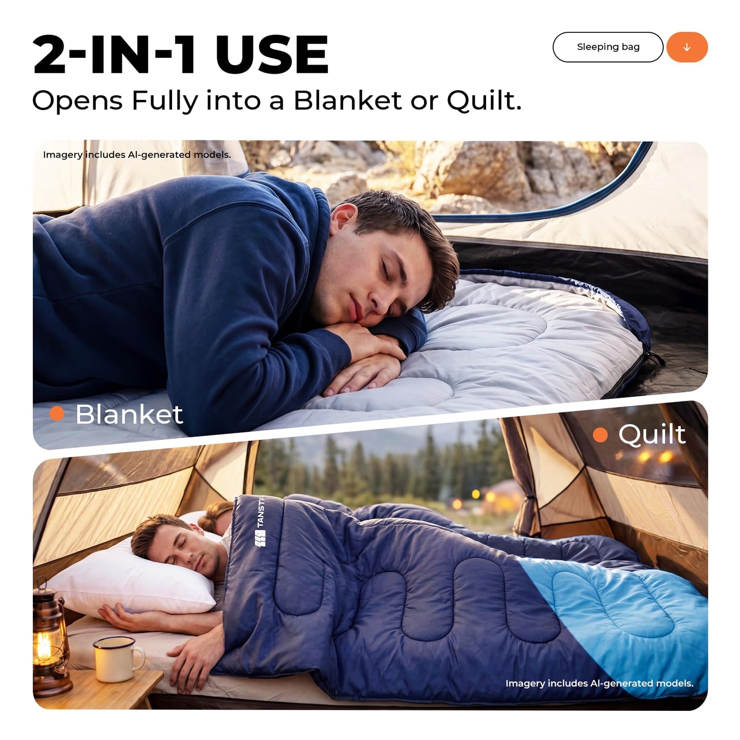 TANSTRIDER Sleeping Bags for Adults Warm Weather, Compact Lightweight Backpacking Sleeping Bag with Compression Sack for Youth, Camping Essentials Gear for Hiking Travel Climbing Outdoor & Indoor Use