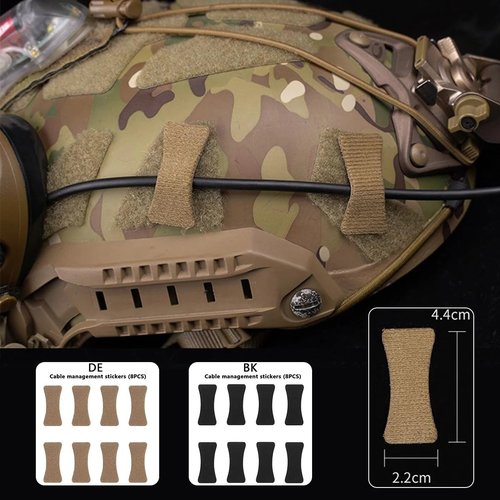 8PCS Tactical Helmet Cable Organizer Set – Reusable NVG Comms Wire Restraints Hook & Loop Fastening Patches for Tactical Headset, Walkie-Talkie, and Communication Gear (Black)