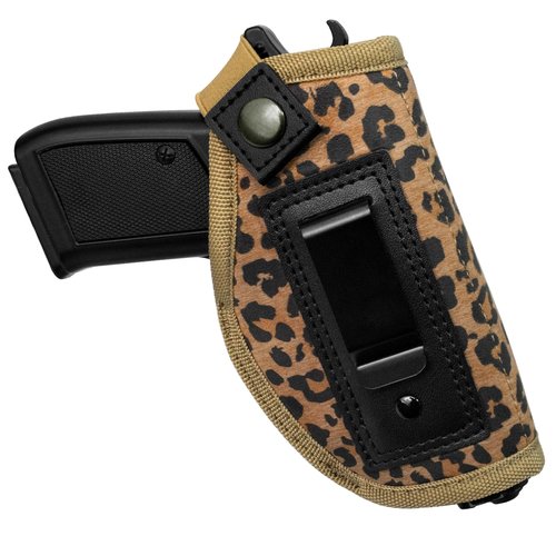 FENGSINET Concealed Carry Gun Holster for Women Universal IWB 9mm 380 Pistol Holsters for Glock 17 19 42 43 43X Handguns (Leopard, Right-Handed Draw(IWB))