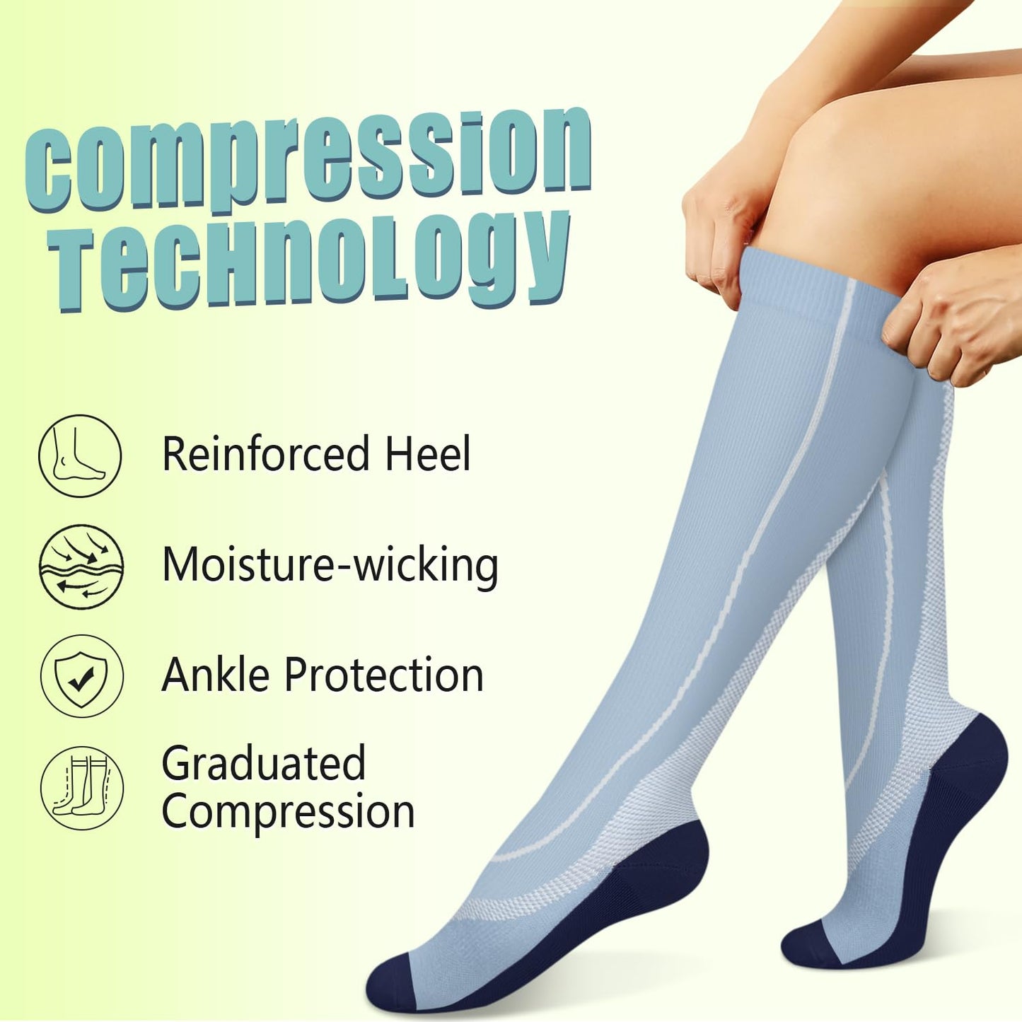 Iseasoo Copper Compression Socks 15-20 mmHg for Men & Women 8 Pairs – Circulation Support for Nurses, Travel, Running, Hiking, Soccer（S/M）