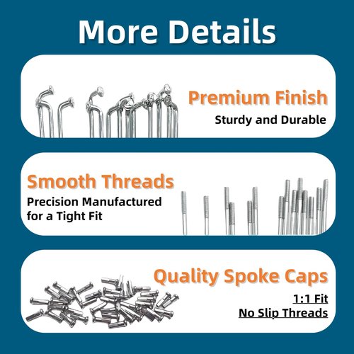 goucrro Bike Spokes 10G 3.0mm Silver Bicycle Spokes Mountain Bike Spokes for E-Bike Motorcycle Tricycle Wheel 55mm-230mm with Nipples 40pcs(Silver,10G-215mm)