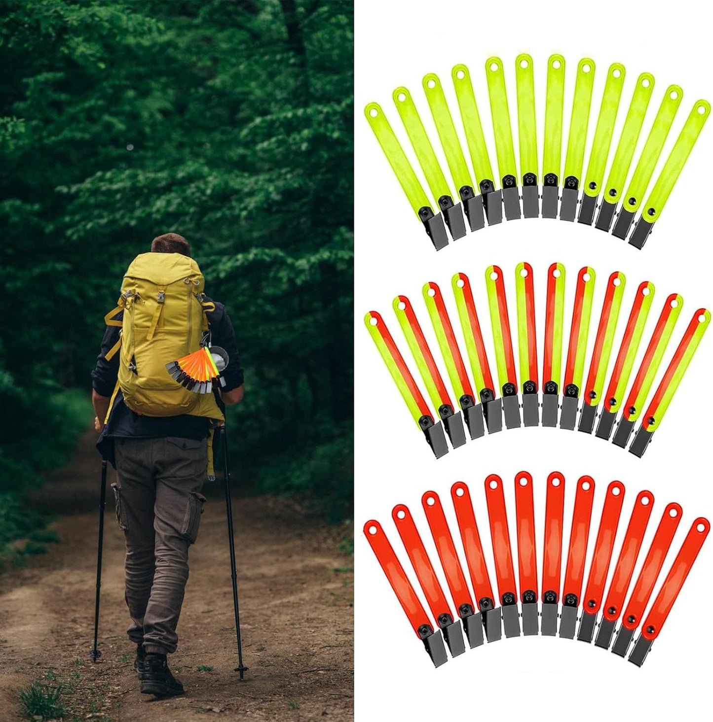 12Pcs Reflective Trail Marking Ribbon Trail Tape Tree Marker with Clip Reflector High Visibility Trail Markers