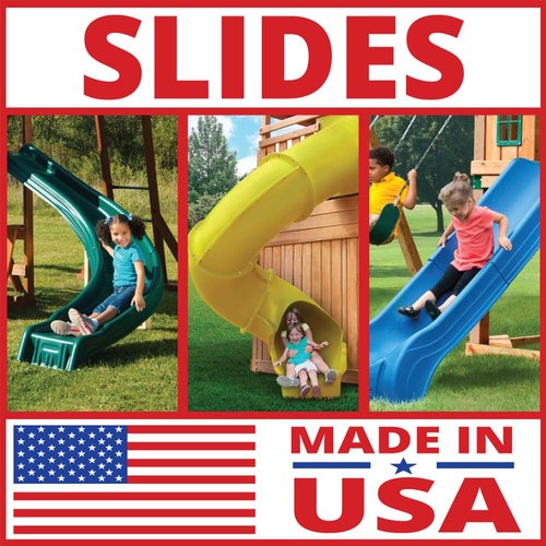 Swing-N-Slide 9' Alpine Wave Slide Plastic Slide Attachment for 5 Foot Deck Heights- for Outdoor Swing Sets and playhouses, Green