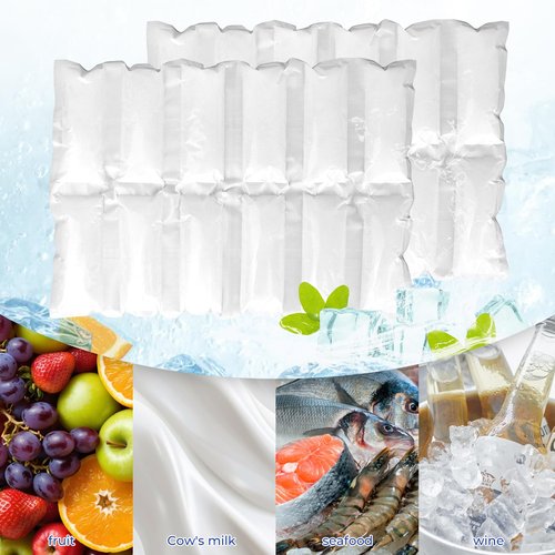 WYKOO 10Packs Ice Pack Sheets for Coolers, Self-Absorbing Ice Pack, Reusable Dry Ice Pack, Flexible Ice Pack Sheets, Lunch Bag Freezer Packs, Ice Mat Cube Sheets for Food Fresh and Beverages Cold