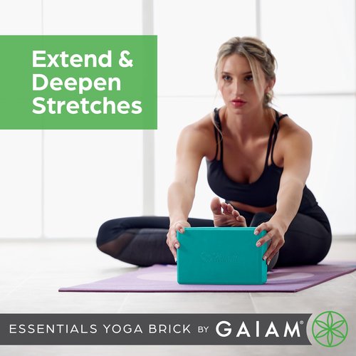 Gaiam Essentials Yoga Brick EVA Foam Block Accessories for Yoga, Meditation, Pilates, Stretching (Teal) - 2 Pack
