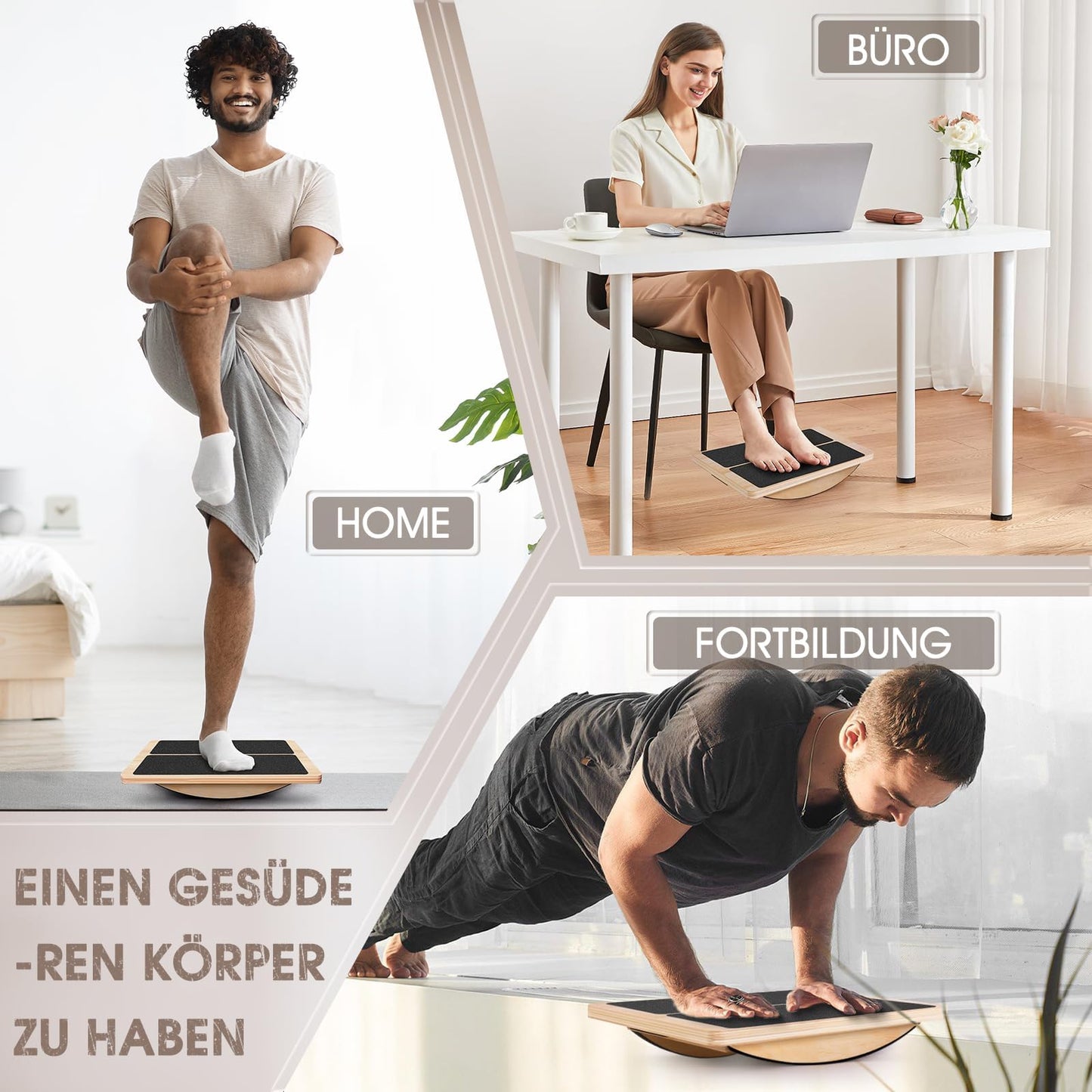 Woodure 2-in-1 Slant Board & Balance Board for Adults, Adjustable Incline Board and Calf Stretcher Slant Board for Squats, Stretch Board for Knees Ankle Heel Feet Leg