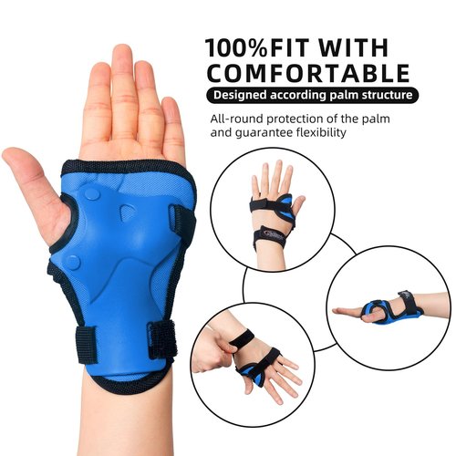 Nattork Knee Pads, Elbow Pads&Wrist Guards for Kids Youth Adults, 6 in 1 Protective Gear Set for Skateboard, Roller Skate, Inline Skates, Cycling and Scooter Boys Girls Blue Age 3-8